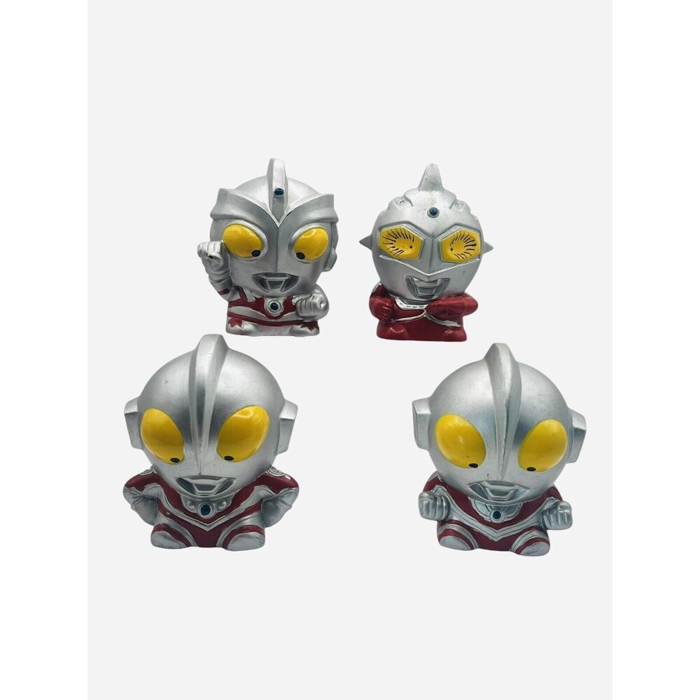 Ultraman Chibi Coin Bank Set of 4 Vinyl Figures Tokusatsu Japan Hero rare htf